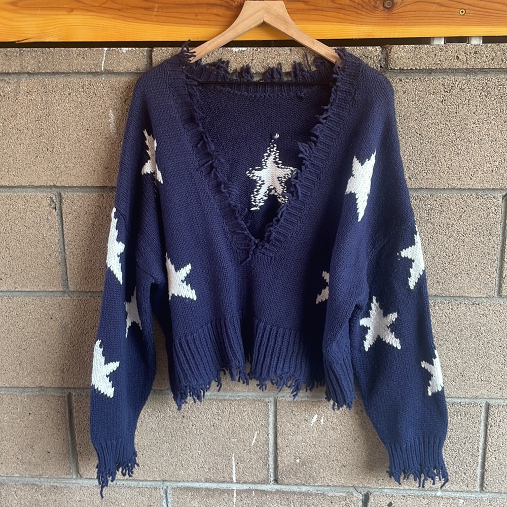 SOLD- Wildfox Palmetto Stars Navy Sweater - Picture 5 of 5